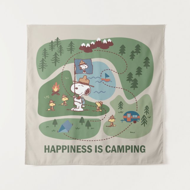 Erdnüsse | Snoopy & Woodstock Camp Karte Wandteppich (Vorderseite)