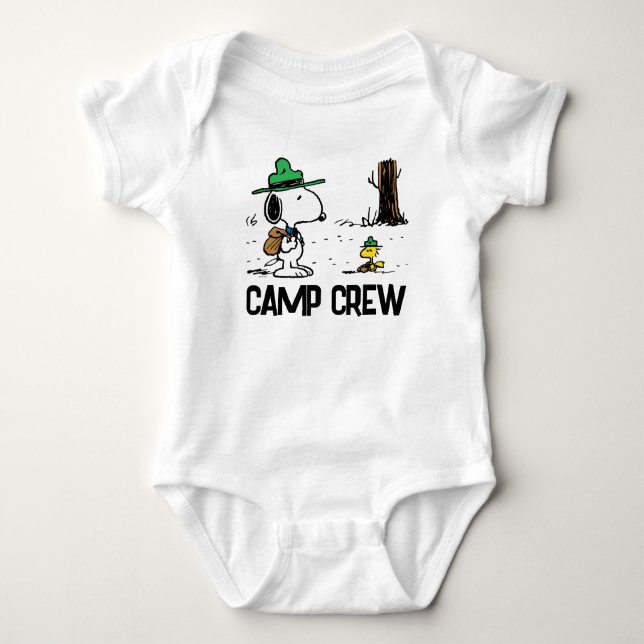 Erdnüsse | Snoopy & Woodstock Camping Baby Strampler (Vorderseite)