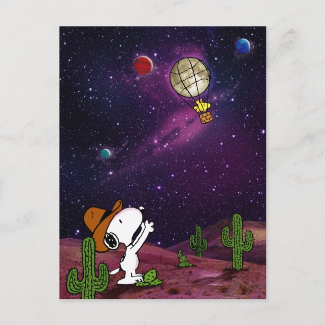 Erdnüsse | Snoopy & Woodstock Cowboy Postkarte (Vorderseite)