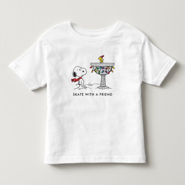 Erdnüsse | Snoopy & Woodstock dekorierte Vogelbade Kleinkind T-shirt (Vorderseite)