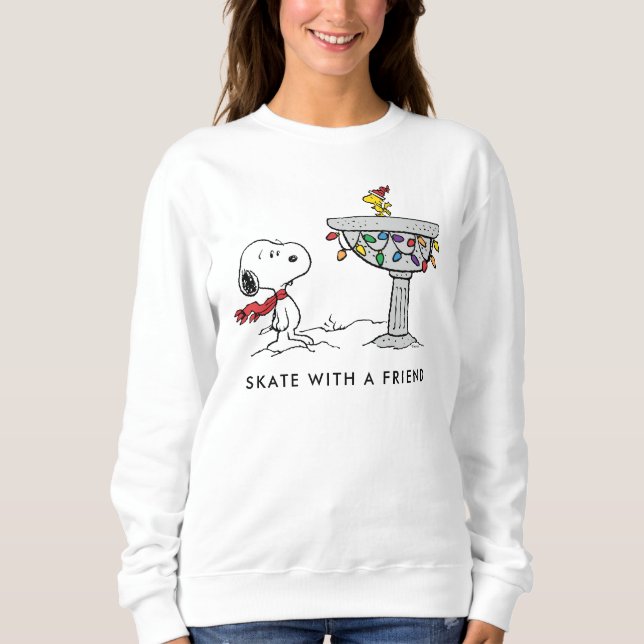 Erdnüsse | Snoopy & Woodstock dekorierte Vogelbade Sweatshirt (Vorderseite)