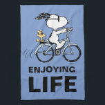 Erdnüsse | Snoopy & Woodstock Fahrrad Geschirrtuch<br><div class="desc">Karo in diesem phantastischen Erdnussdesign mit Snoopy und Woodstock.</div>