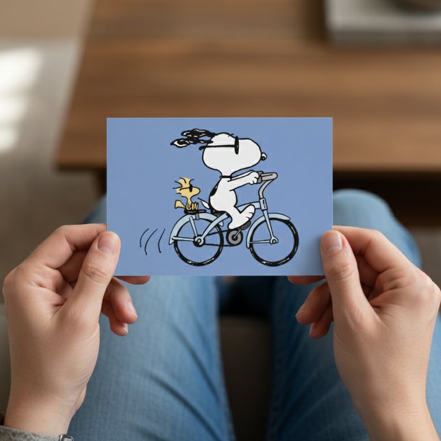 Erdnüsse | Snoopy & Woodstock Fahrrad Postkarte (Von Creator hochgeladen)