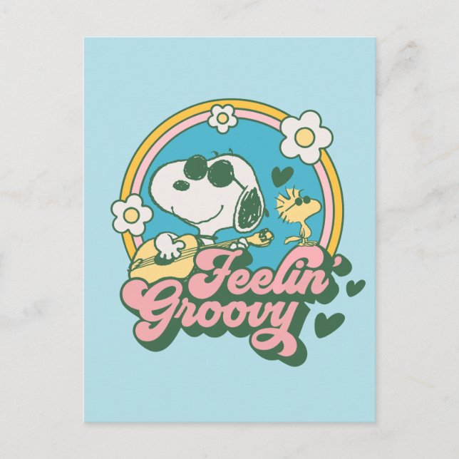 Erdnüsse | Snoopy & Woodstock Feelin'Groovy Postkarte (Vorderseite)