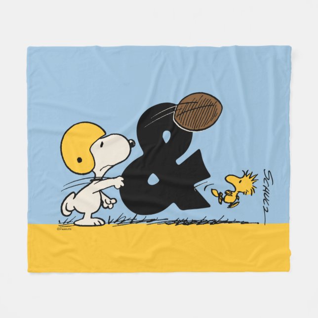Erdnüsse | Snoopy & Woodstock Football Fleecedecke (Vorderseite (Horizontal))