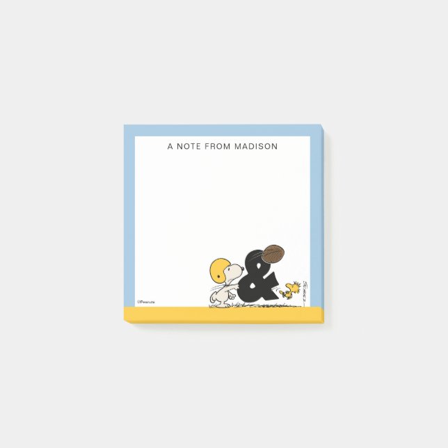 Erdnüsse | Snoopy & Woodstock Football Post-it Klebezettel (Vorderseite)