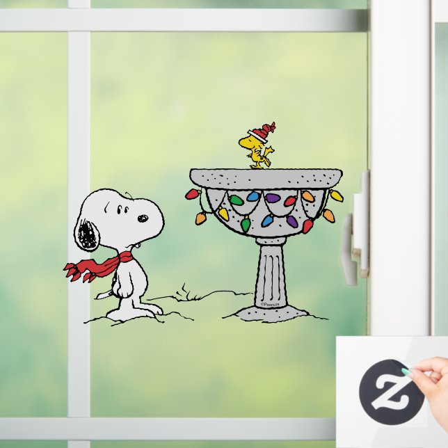 Erdnüsse | Snoopy & Woodstock Gefrorenes Birdbad Fensteraufkleber (Zuhause)