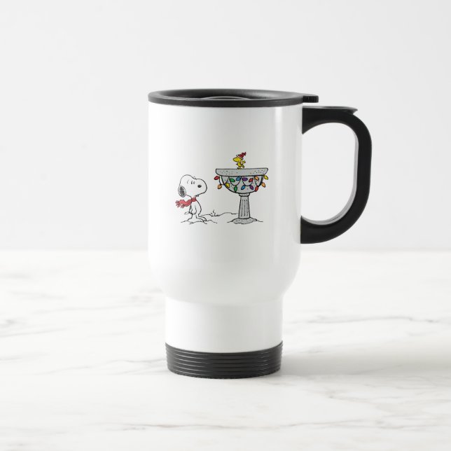Erdnüsse | Snoopy & Woodstock Gefrorenes Birdbad Reisebecher (Rechts)