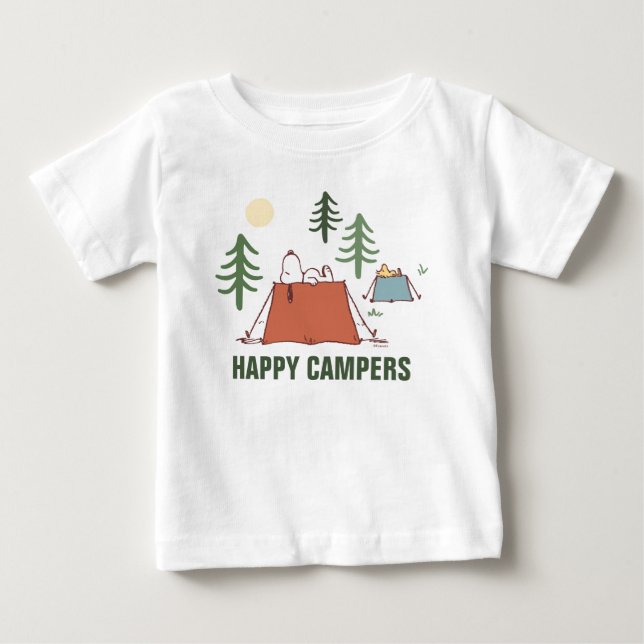 Erdnüsse | Snoopy & Woodstock Glück ist Camping Baby T-shirt (Vorderseite)