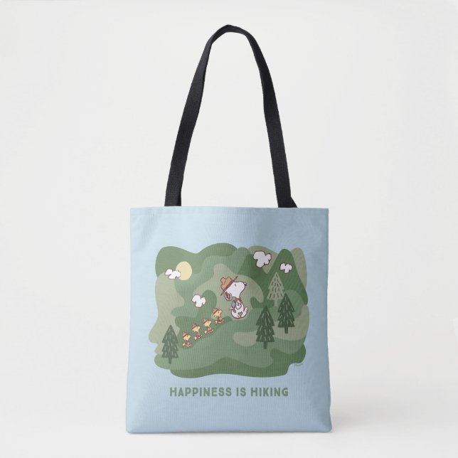 Erdnüsse | Snoopy & Woodstock Glück ist Wandern Tasche (Vorderseite)