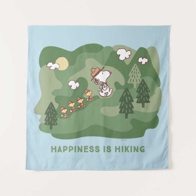 Erdnüsse | Snoopy & Woodstock Glück ist Wandern Wandteppich (Vorderseite)