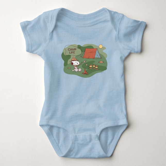 Erdnüsse | Snoopy & Woodstock Happy Campers Baby Strampler (Vorderseite)