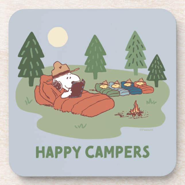 Erdnüsse | Snoopy & Woodstock Happy Campers Getränkeuntersetzer (Vorderseite)