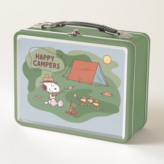 Erdnüsse | Snoopy & Woodstock Happy Campers Metall Brotdose (Vorderseite)