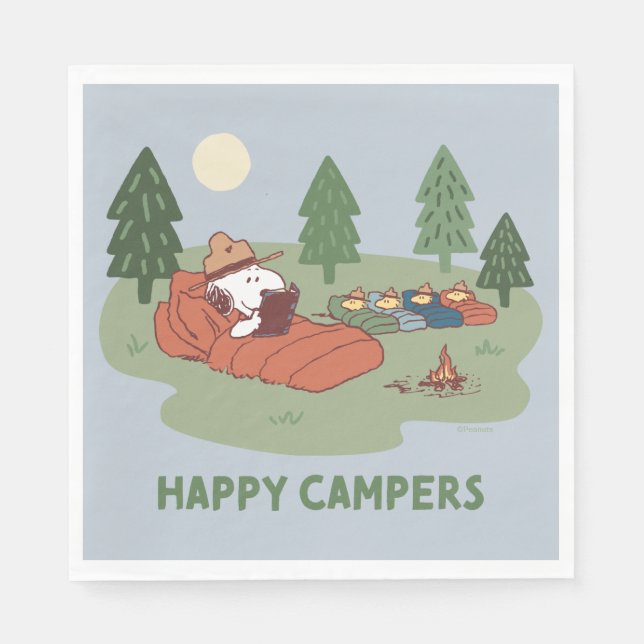 Erdnüsse | Snoopy & Woodstock Happy Campers Serviette (Vorderseite)