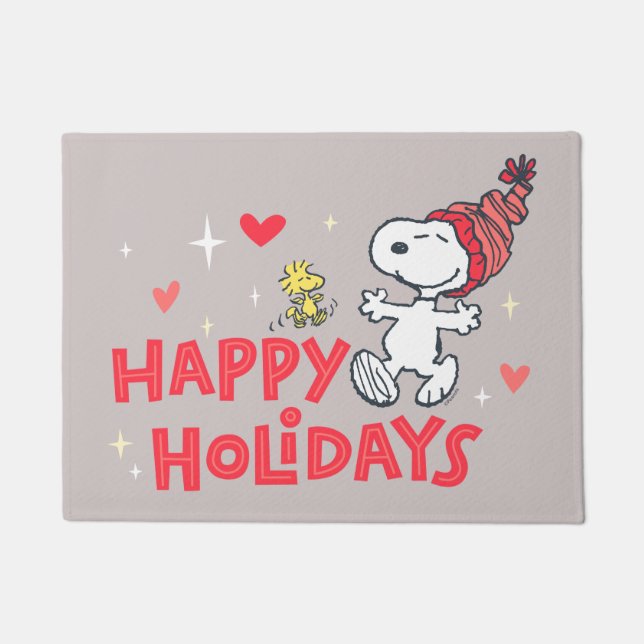 Erdnüsse | Snoopy & Woodstock Happy Holidays Fußmatte (Vorderseite)