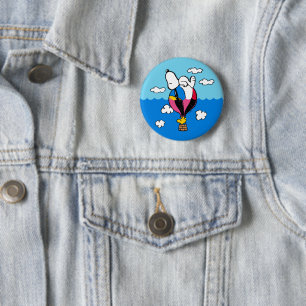 Erdnüsse   Snoopy & Woodstock Heißluftballon Button