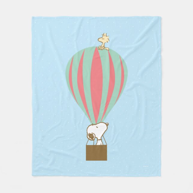 Erdnüsse | Snoopy & Woodstock Heißluftballon Fleecedecke (Vorderseite)