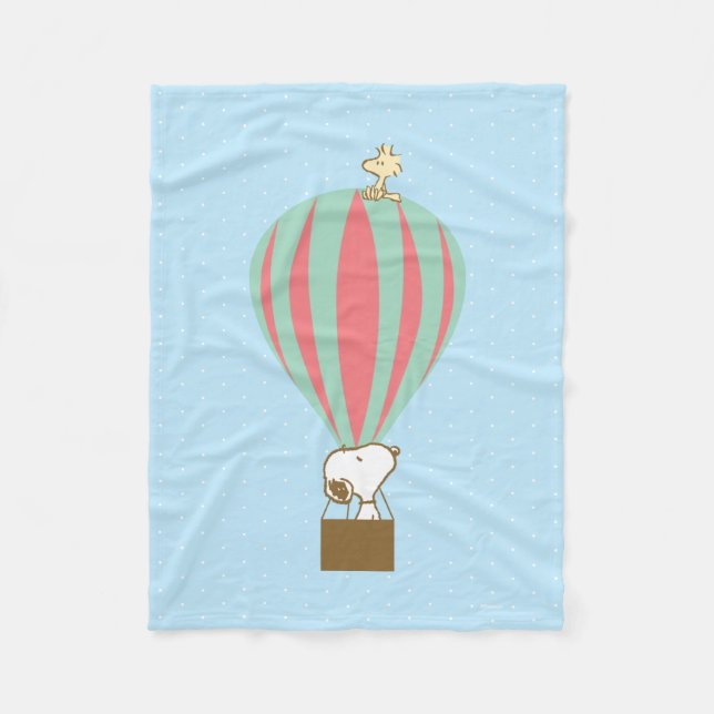 Erdnüsse | Snoopy & Woodstock Heißluftballon Fleecedecke (Vorderseite)