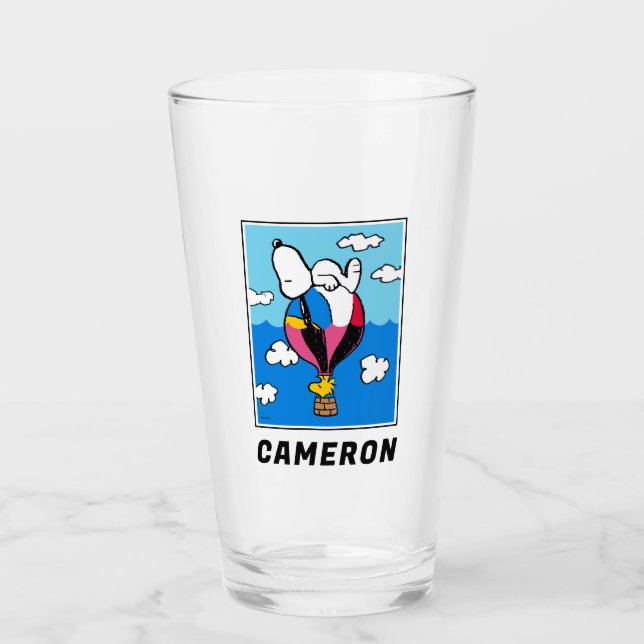 Erdnüsse | Snoopy & Woodstock Heißluftballon Glas (Vorderseite)