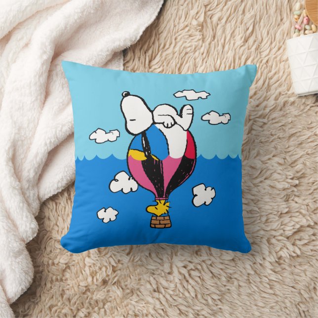 Erdnüsse | Snoopy & Woodstock Heißluftballon Kissen (Decke)