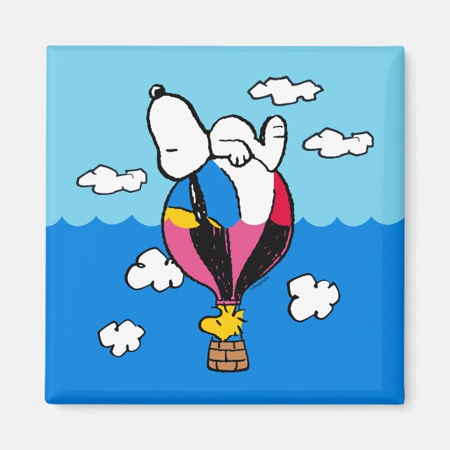 Erdnüsse | Snoopy & Woodstock Heißluftballon Magnet (Vorne)