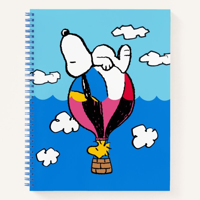 Erdnüsse | Snoopy & Woodstock Heißluftballon Notizbuch (Vorderseite)