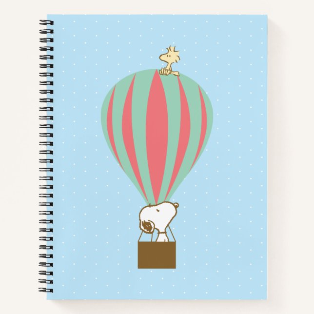 Erdnüsse | Snoopy & Woodstock Heißluftballon Notizbuch (Vorderseite)