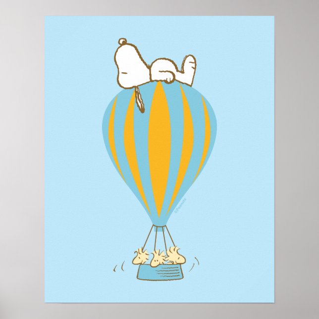 Erdnüsse | Snoopy & Woodstock Heißluftballon Poster (Vorne)