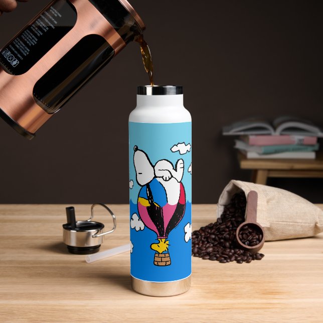 Erdnüsse | Snoopy & Woodstock Heißluftballon Trinkflasche (Kaffee)