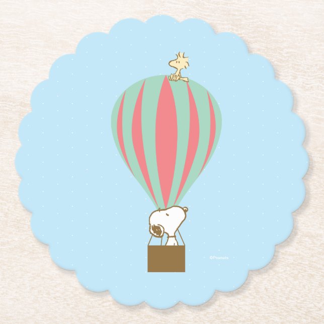 Erdnüsse | Snoopy & Woodstock Heißluftballon Untersetzer (Vorderseite)