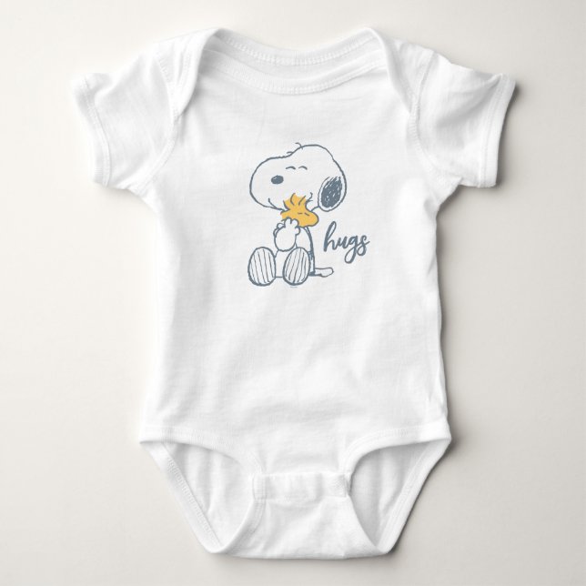 Erdnüsse | Snoopy & Woodstock Hug Baby Strampler (Vorderseite)