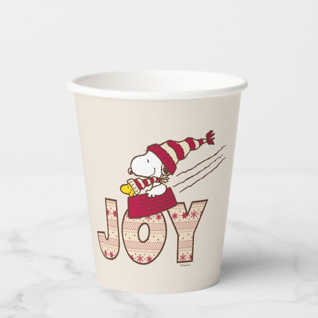 Erdnüsse | Snoopy & Woodstock Joy Sled Ride Pappbecher (Vorderseite)