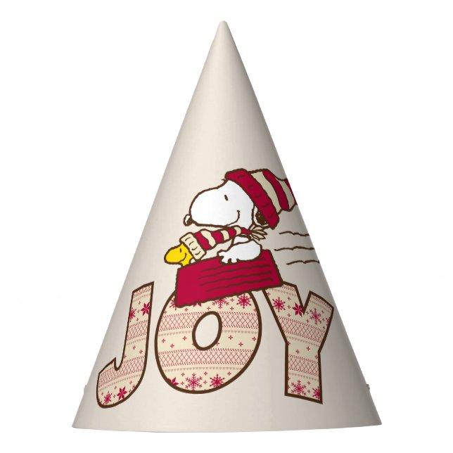 Erdnüsse | Snoopy & Woodstock Joy Sled Ride Partyhütchen (Vorderseite)