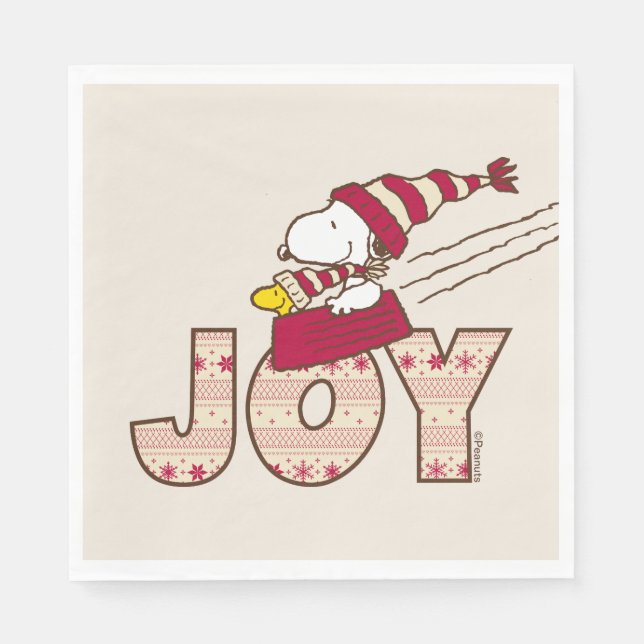 Erdnüsse | Snoopy & Woodstock Joy Sled Ride Serviette (Vorderseite)