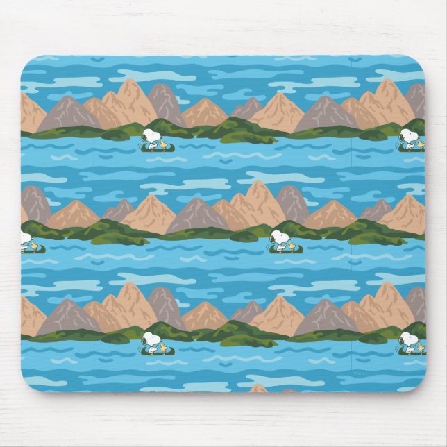 Erdnüsse | Snoopy & Woodstock Kanufahrt Muster Mousepad (Vorne)