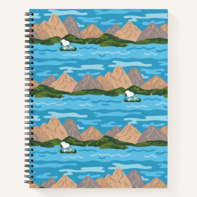 Erdnüsse | Snoopy & Woodstock Kanufahrt Muster Notizbuch (Vorderseite)