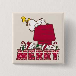 Erdnüsse Snoopy & Woodstock Merry Ugly Sweater Button