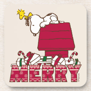 Erdnüsse Snoopy & Woodstock Merry Ugly Sweater Getränkeuntersetzer