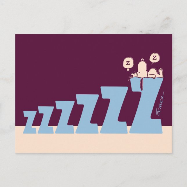 Erdnüsse | Snoopy & Woodstock Nickerchen Postkarte (Vorderseite)