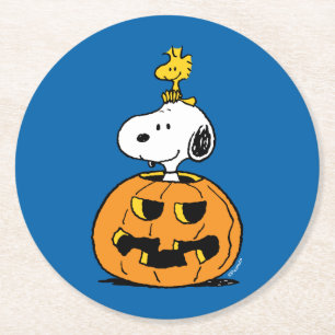 Erdnüsse Snoopy & Woodstock Pop-up Pumpkin Runder Pappuntersetzer