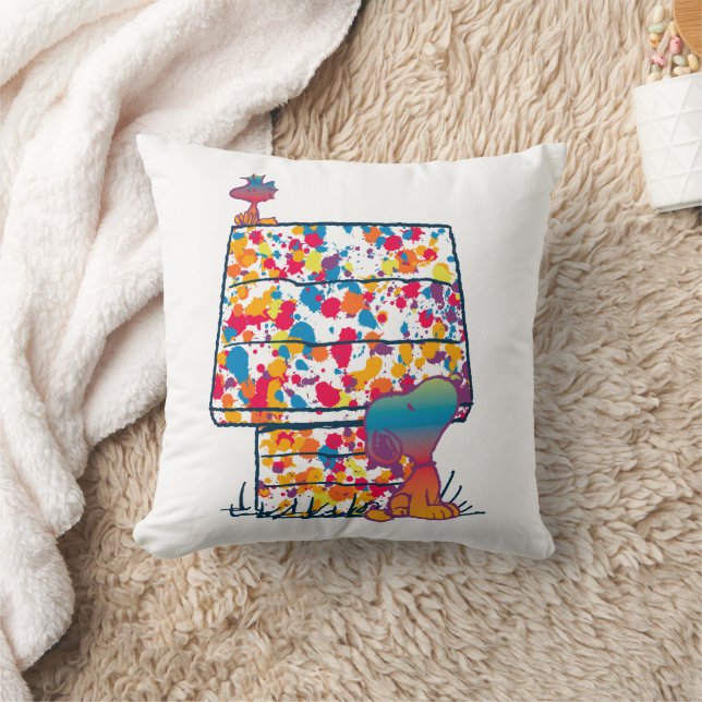 Erdnüsse | Snoopy & Woodstock Rainbow Paint Kissen (Decke)