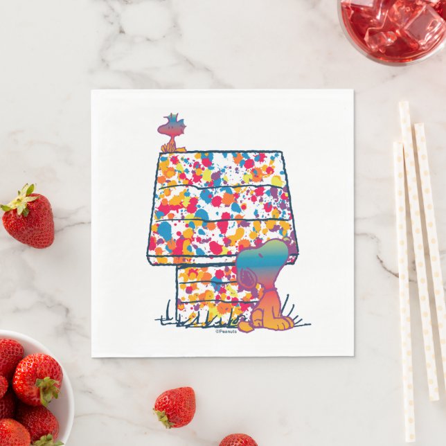 Erdnüsse | Snoopy & Woodstock Rainbow Paint Serviette (Beispiel)