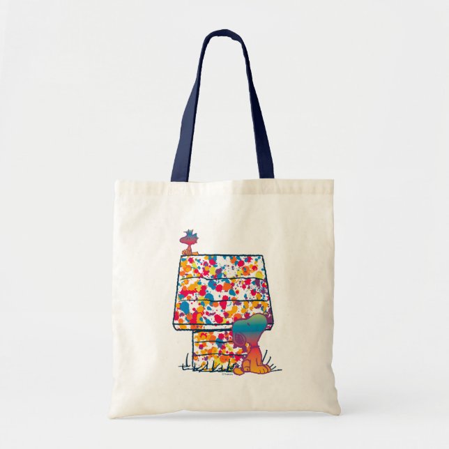 Erdnüsse | Snoopy & Woodstock Rainbow Paint Tragetasche (Vorne)