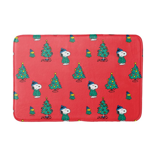 Erdnüsse | Snoopy & Woodstock Red Christmas Patter Badematte (Vorderseite)