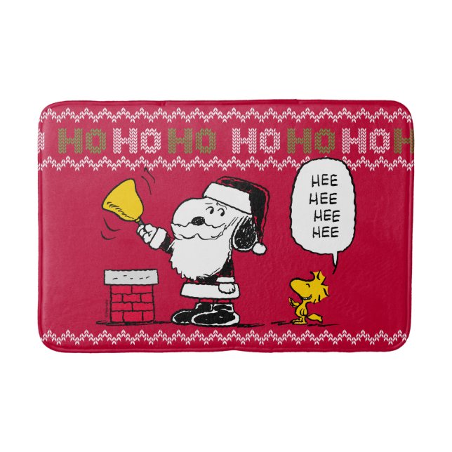 Erdnüsse | Snoopy & Woodstock Santa Bell Ringer Badematte (Vorderseite)
