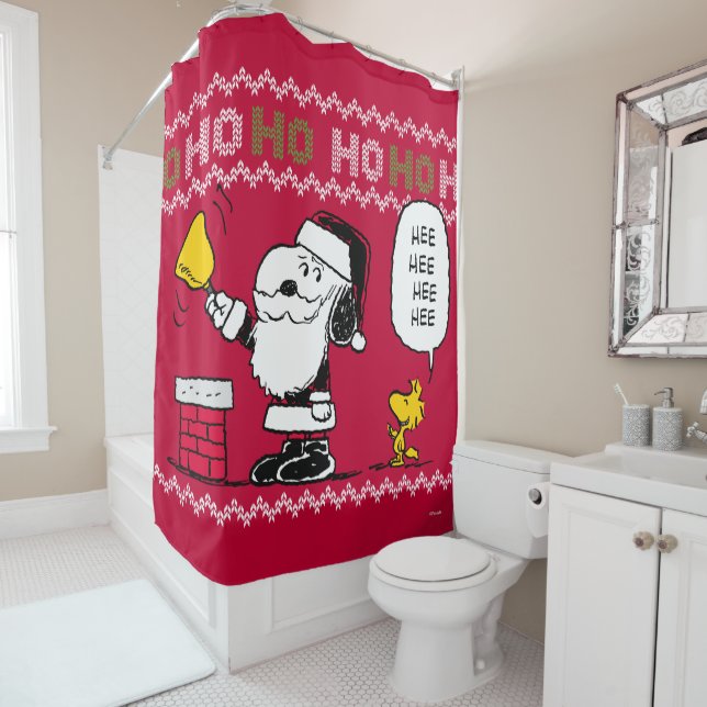 Erdnüsse | Snoopy & Woodstock Santa Bell Ringer Duschvorhang (Beispiel)