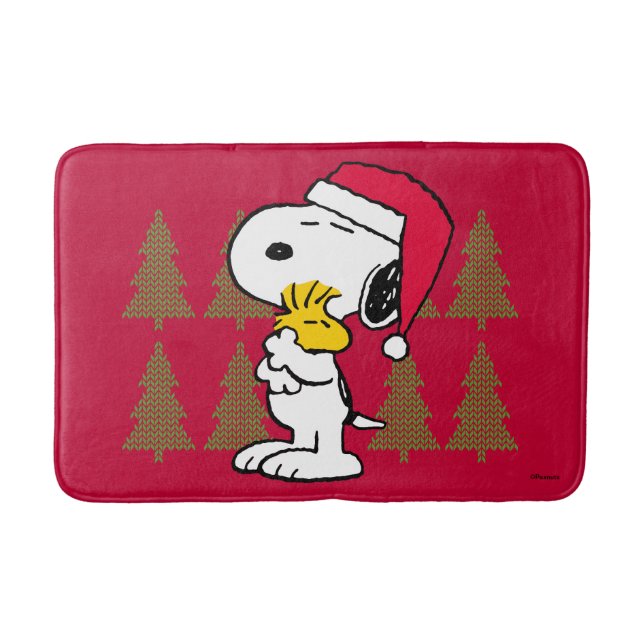Erdnüsse | Snoopy & Woodstock Santa Claus Hug Badematte (Vorderseite)