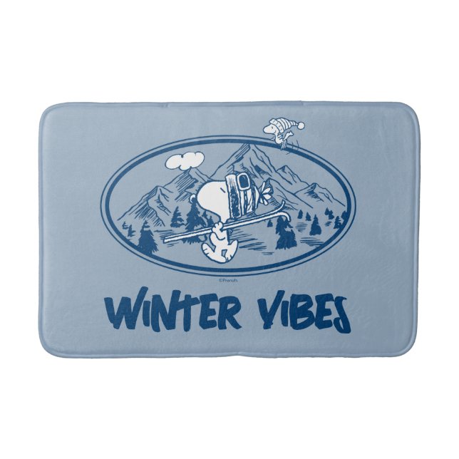 Erdnüsse | Snoopy & Woodstock Skifahren Badematte (Vorderseite)