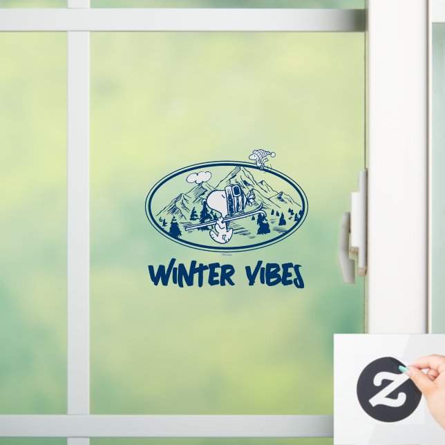 Erdnüsse | Snoopy & Woodstock Skifahren Fensteraufkleber (Zuhause)